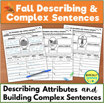 Preview of Describing Objects & Writing Complex Sentences Activity, FALL Theme