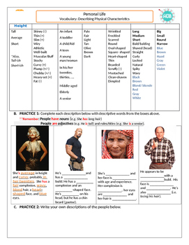 Preview of Describing People - Physical Characteristics (Adult ESL)
