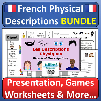 Preview of Describing People in French Physical Descriptions Unit Activities BUNDLE FSL