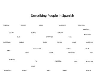 Preview of Describing People in Spanish: Descripciones en Español
