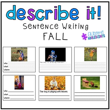 Preview of Describing Pictures Expressive/Receptive Writing Task- FALL