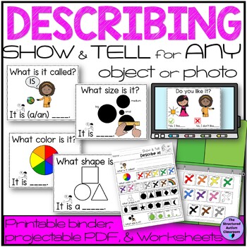 Preview of Describing Pictures and Objects Visual Supports & Worksheets Speech Therapy SPED