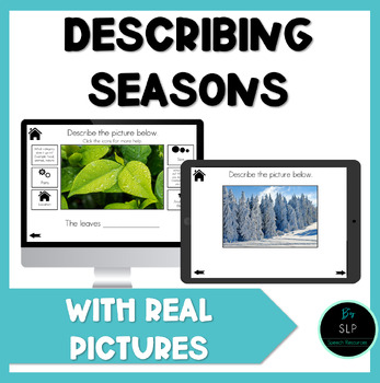 Preview of Describing Seasons with Real Pictures BOOM Card BUNDLE Speech Therapy