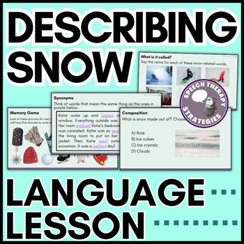 Preview of Describing Snow Activity PowerPoint | Vocabulary Lesson Plan  | Speech Therapy