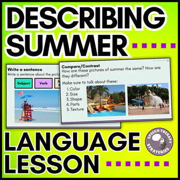 Preview of Describing Summer: Speech Therapy Vocabulary Lesson Plan | Real Pictures