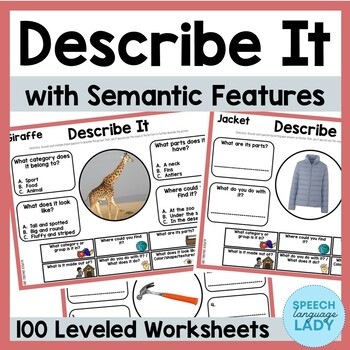 Preview of Describing Vocabulary | Semantic Feature Analysis Worksheets
