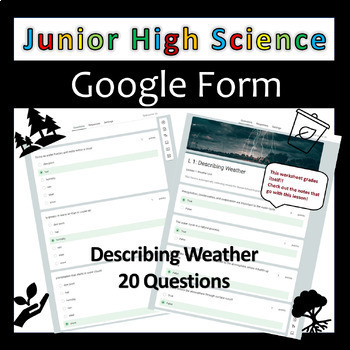 Preview of Describing Weather - Junior High Science - Google Forms