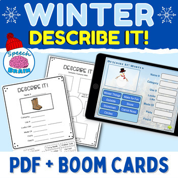 Preview of Describing Winter Vocabulary Speech Therapy Activity with Boom Cards