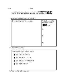 Preview of Describing With Your Senses - Writing Worksheet