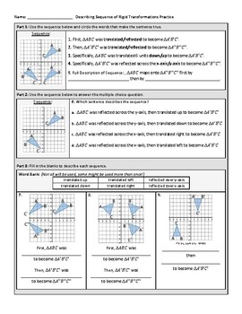 identifying transformations worksheet homework 5