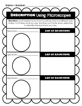 Preview of Description (Adjectives) Using Microscopes