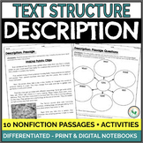 Description Text Structure Passages Nonfiction Worksheets,