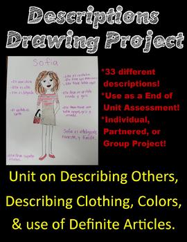 Preview of Spanish Descriptions Drawing Project