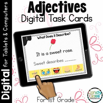Preview of Descriptive Adjectives Activity 1st Grade Grammar Practice Google Slides Use