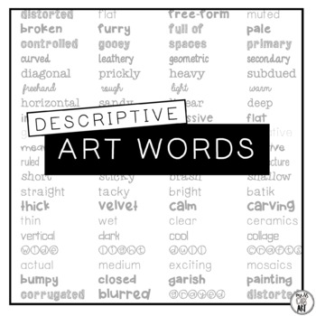 Descriptive Art Words by Art Ed Collective | Teachers Pay Teachers