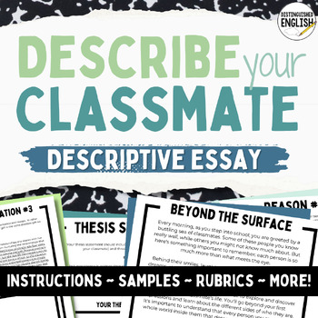 Preview of Descriptive Essay Writing for Middle School with a Sample Paper and Rubrics