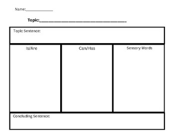 Preview of Descriptive Informational Writing Graphic Organizer