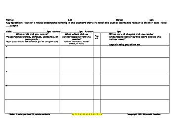 Preview of Descriptive Language Analysis Reading Charts