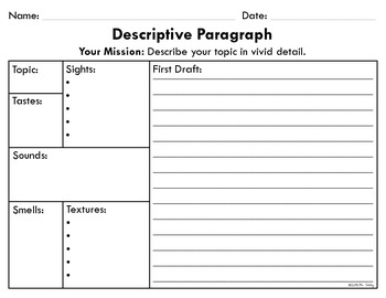 graphic organizer for descriptive essay