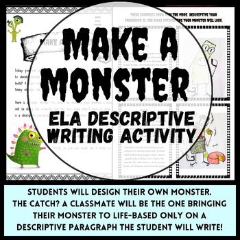 Preview of Descriptive Writing ELA Activity: MAKE A MONSTER! Great For The End of the Year!