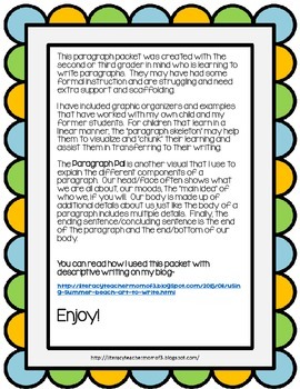 descriptive paragraph writing freebie by teachermomof3 tpt