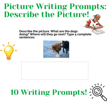 Descriptive Picture Writing Prompts: Boom Cards! 10 Writing Prompts!