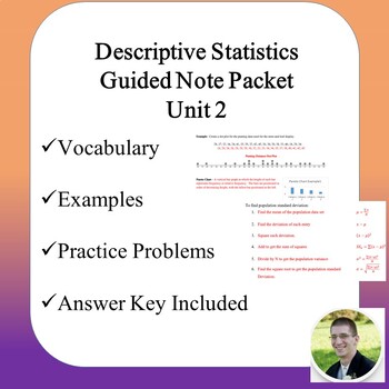 Preview of Descriptive Statistics Guided Notes Packet (Unit 2)