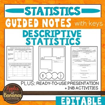 Preview of Descriptive Statistics-  Guided Notes, Presentation, and INB Activities
