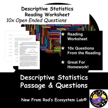 Preview of Descriptive Statistics Reading Worksheet **Editable**