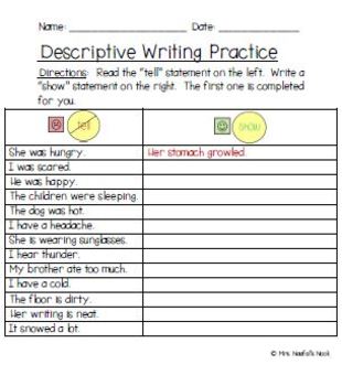 descriptive writing graphic organizer writing prompts and rubric