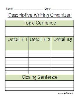 descriptive writing graphic organizer writing prompts and rubric