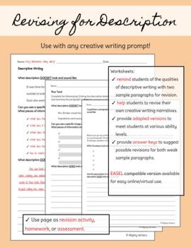 Preview of Descriptive Writing: Revising to Show not Tell