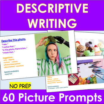 Preview of Descriptive Writing | 60 Fun Picture Prompts | Distance Learning