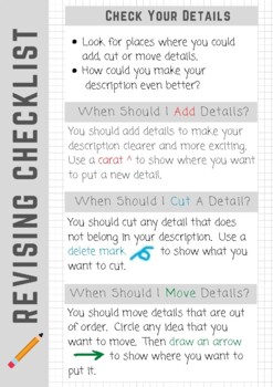 Preview of Descriptive Writing Check Your Details Revising Checklist