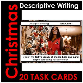 Preview of Descriptive Writing - Christmas - 20 Task Cards