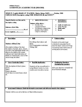 Preview of Descriptive Writing Differentiated Lesson plan