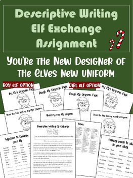 Preview of Descriptive Writing Elf Exchange Assignment | CHRISTMAS/HOLIDAY ACTIVITY