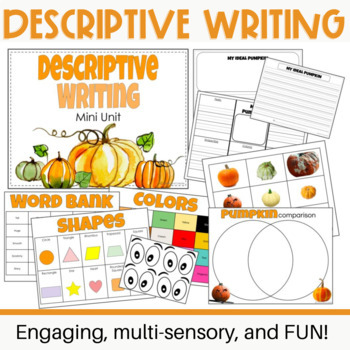 Preview of Descriptive Writing Mini Unit - Pumpkin - Writing Template, Venn Diagram + Craft