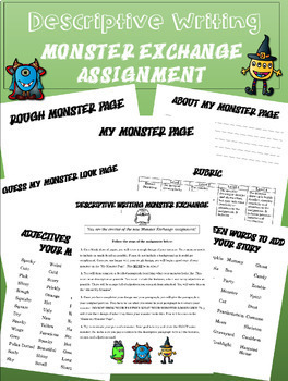 Preview of Descriptive Writing Monster Exchange Assignment | HALLOWEEN ACTIVITY