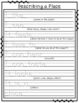 descriptive writing places by fabulous 1st grade tpt