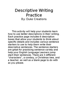 Preview of Descriptive Writing Practice