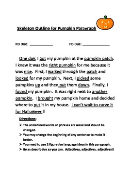 Preview of Descriptive Writing - Pumpkin Paragraph