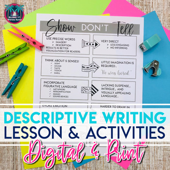 Preview of Descriptive Writing: Show Don't Tell Lesson and Activities Digital & Print