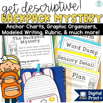 Preview of Descriptive Writing Uses the Five Senses Activity with Graphic Organizer