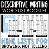 Descriptive Writing Word Lists - Show, Don't Tell