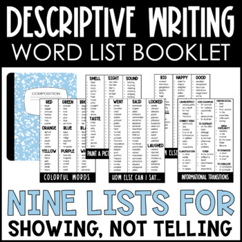 Preview of Descriptive Writing Word Lists - Show, Don't Tell