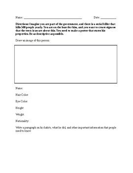 descriptive writing worksheet by madeleine jao tpt