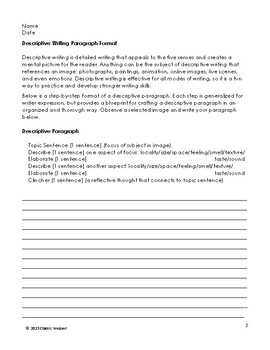 Descriptive Writing for Writing Success by Classic Weaver | TPT