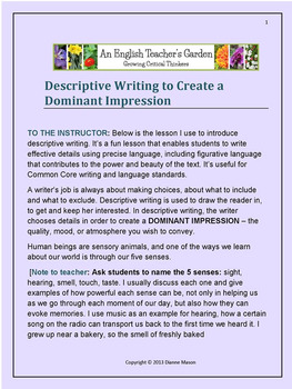 examples of descriptive essays with a dominant impression