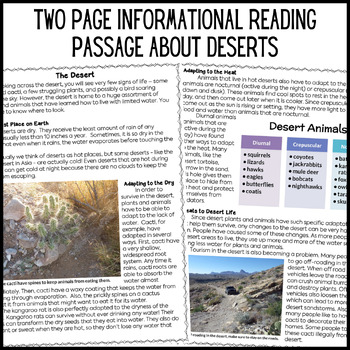 Desert Reading Comprehension and Differentiated Questions 